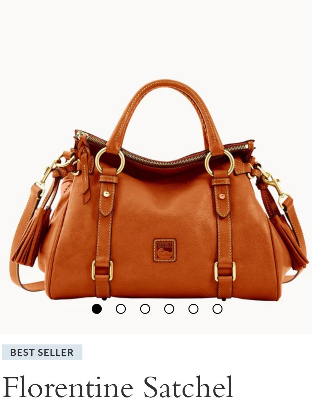 Dooney & Bourke Leather Satchel in Cognac Brown - Picture 2 of 2